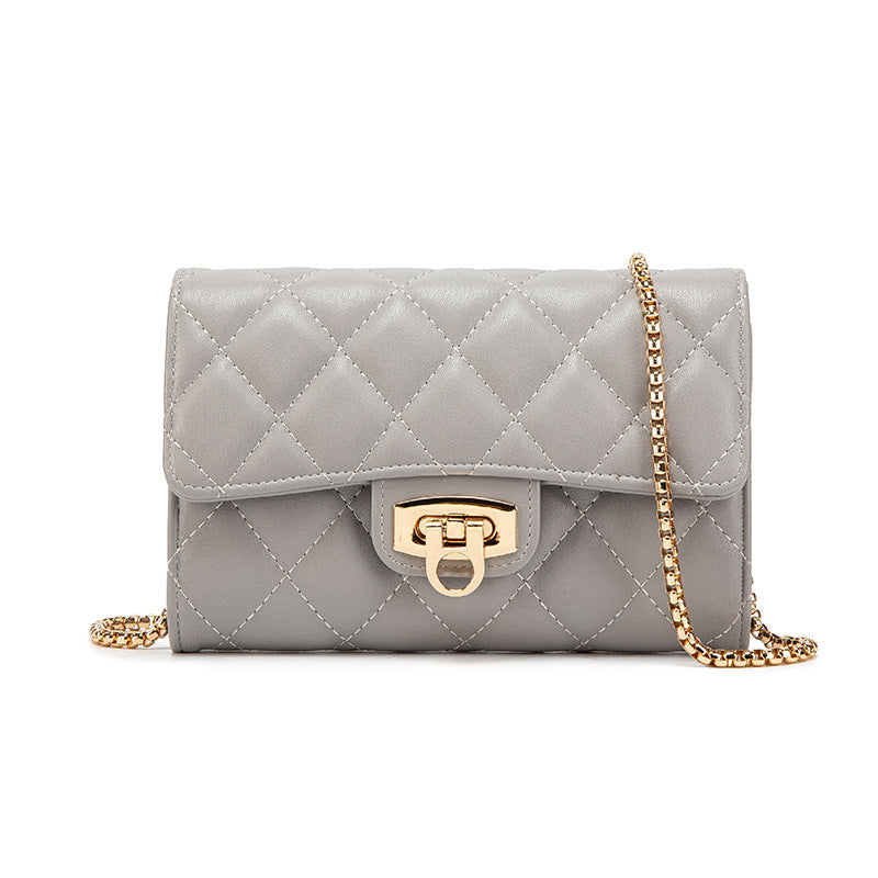 Wholesale V embroidered small square bag lock chain bag