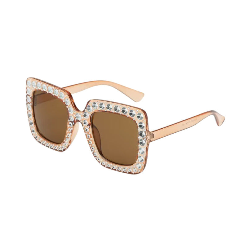 Wholesale Large box diamond studded street photography UV resistant sunglasses