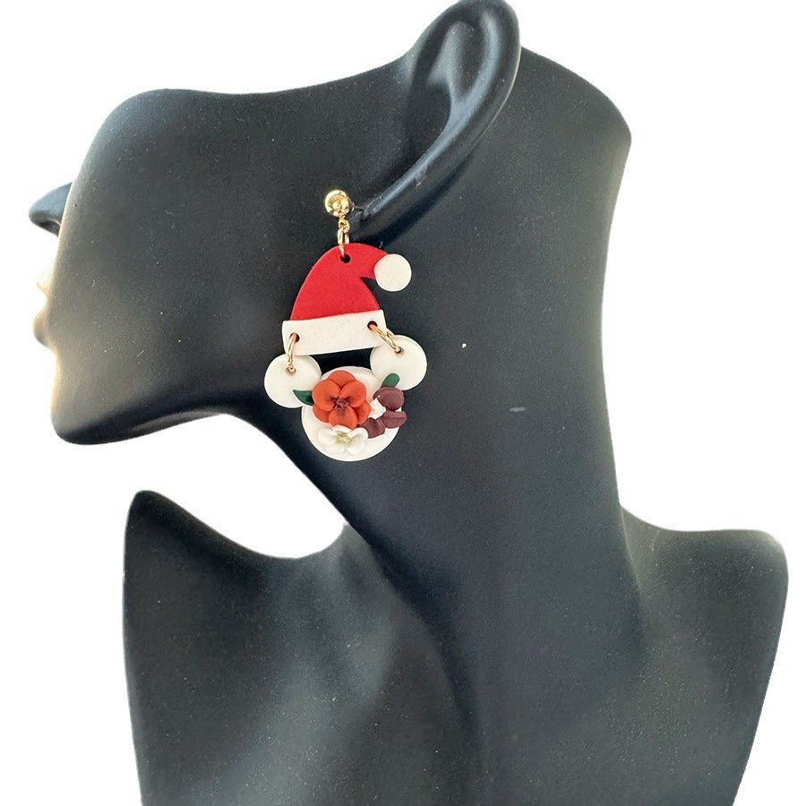 Wholesale Christmas handmade polymer clay red  soft clay earrings