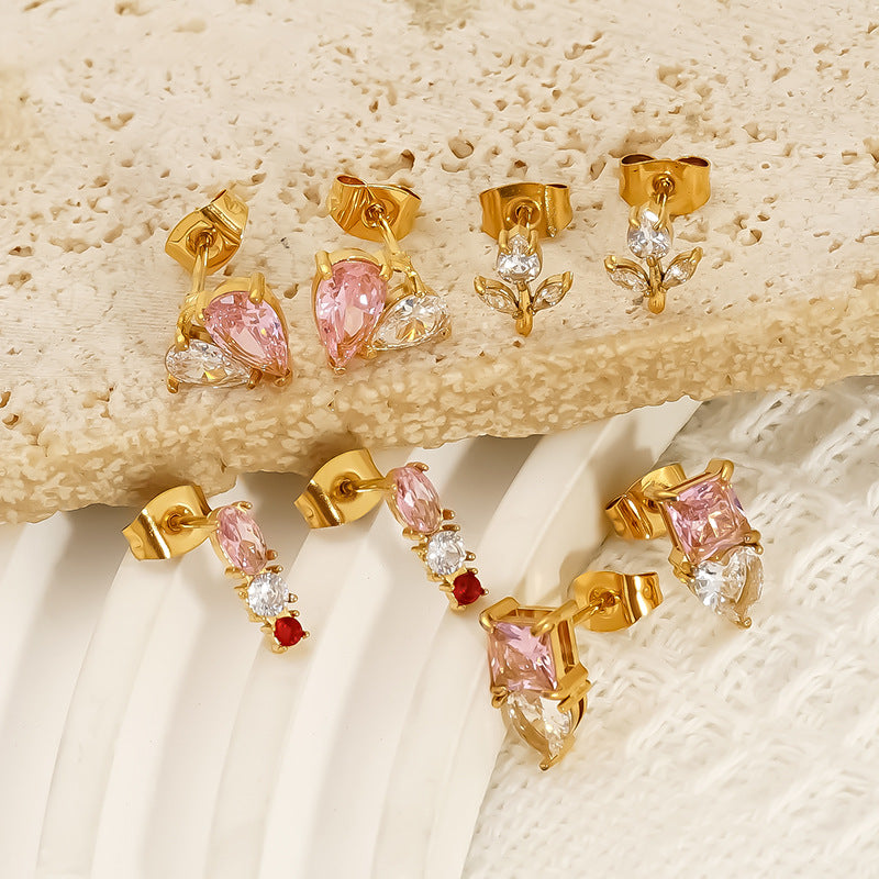 Wholesale niche inlaid zircon Stainless Steel Earrings