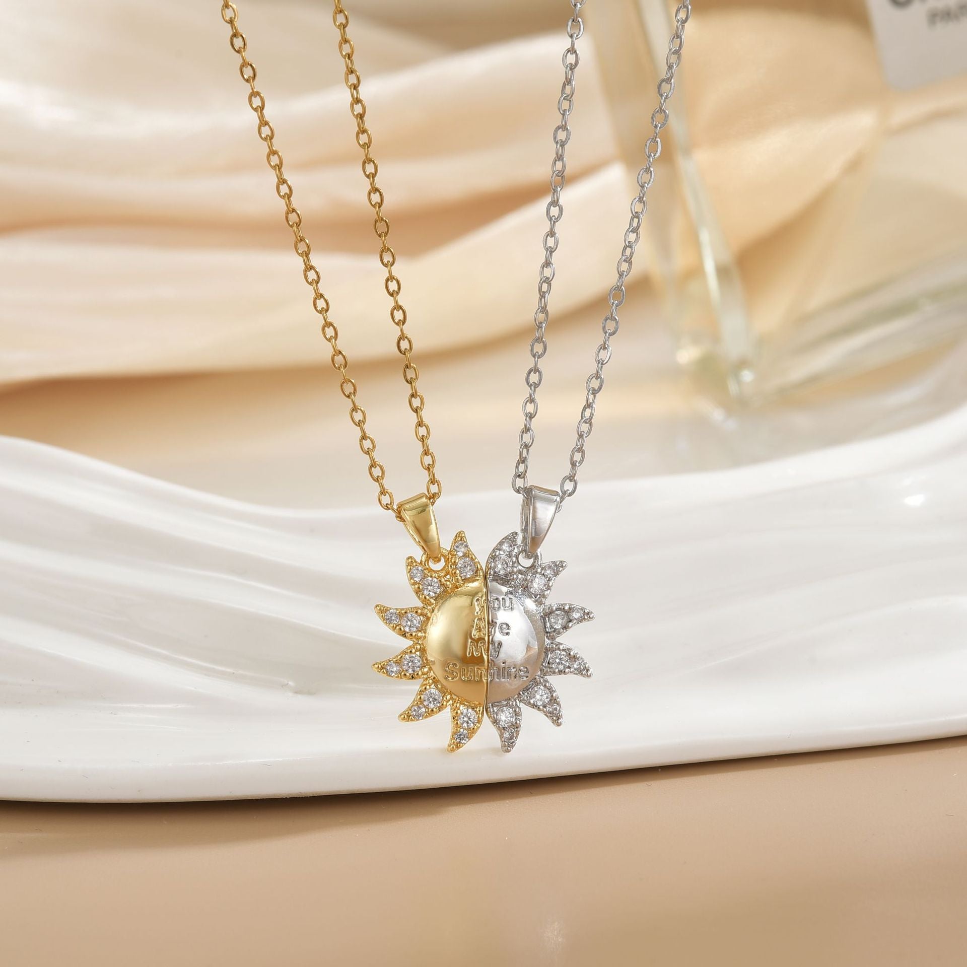 Wholesale Magnetic Sun Moon Titanium Steel Necklace