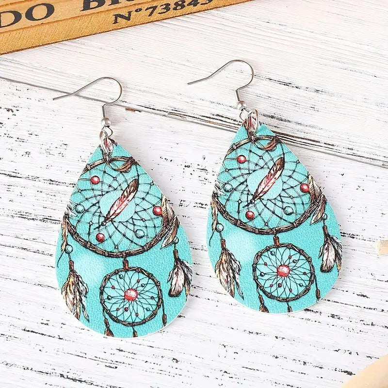 Wholesale Colorful Dream Catcher Double Sided Print Earrings