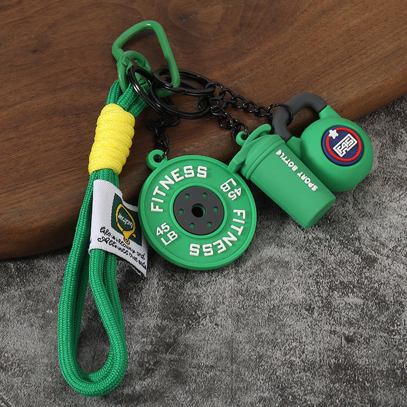 Wholesale Creative mini fitness barbell keychain