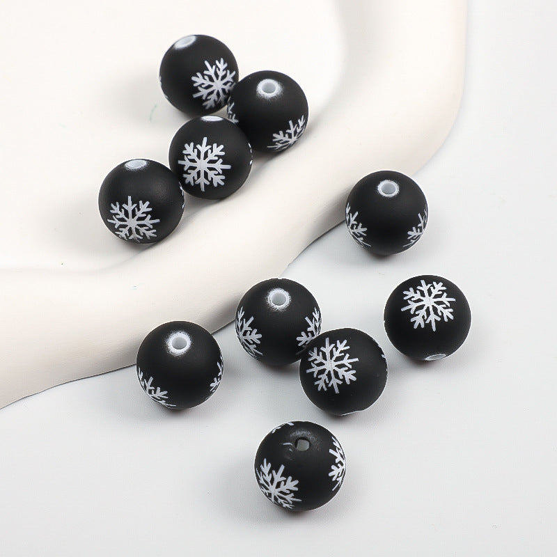 Wholesale Random 100pcs/pack   Acrylic frosted textured paint snowflake Christmas colored Acrylic Beads