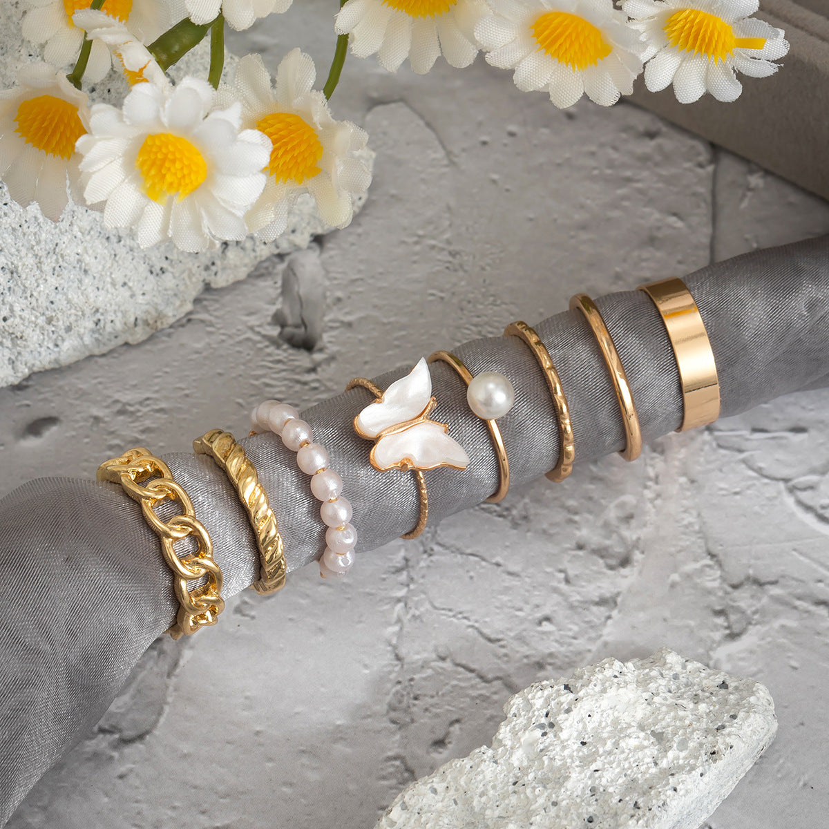 Aleación al por mayor Aleación apilada a la estrella de micro incrustaciones y anillo de luna