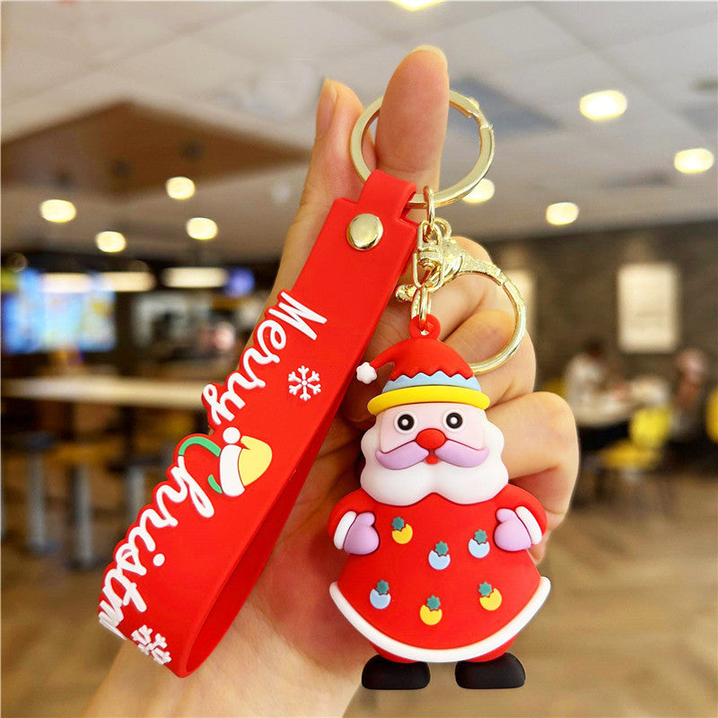 Goma suave al por mayor New Christmas Santa Claus Keychain