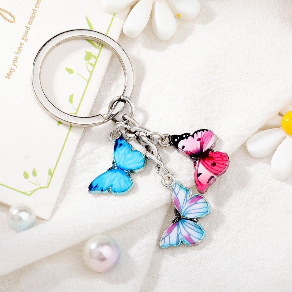 Wholesale Alloy Colored Drip Oil Butterfly Keychain