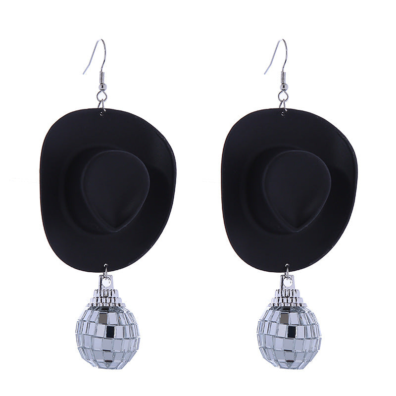 Wholesale Disco Cowboy Hat Earrings