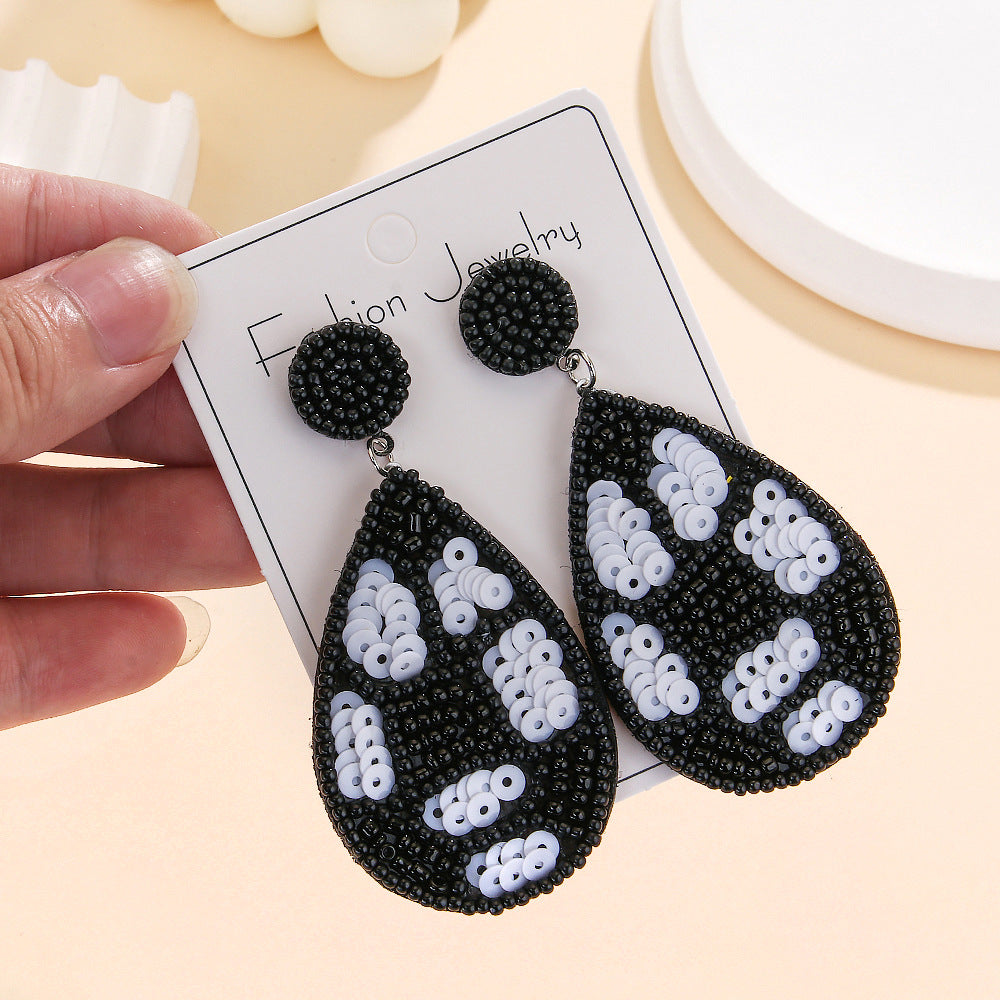 Wholesale New Game Day Sports Series Earrings Hand-woven Football Football Beaded Earrings