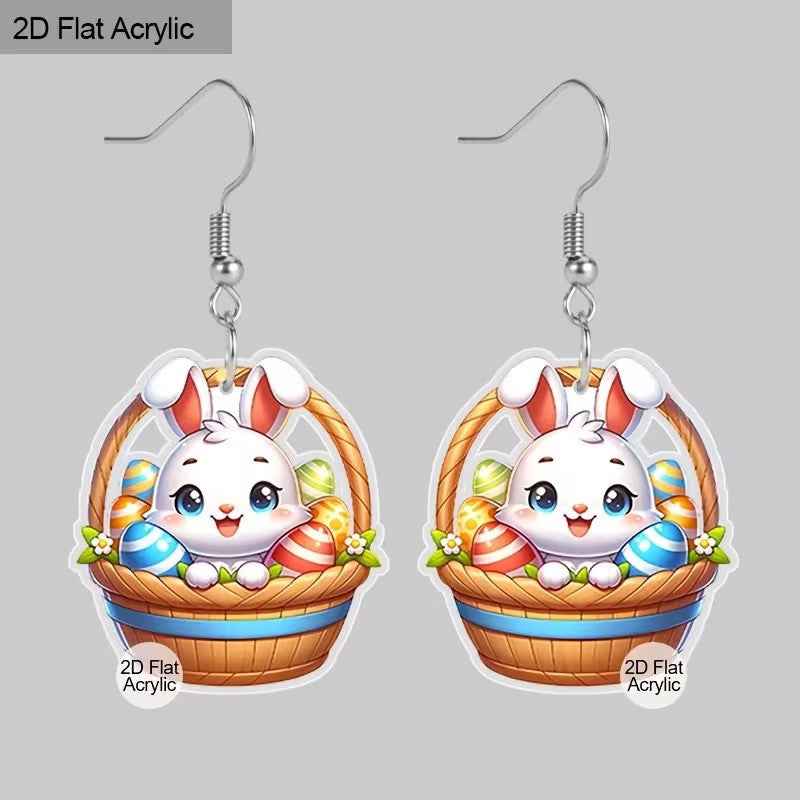 Wholesale Easter Colorful Polychrome Protein Rabbit Acrylic Earrings
