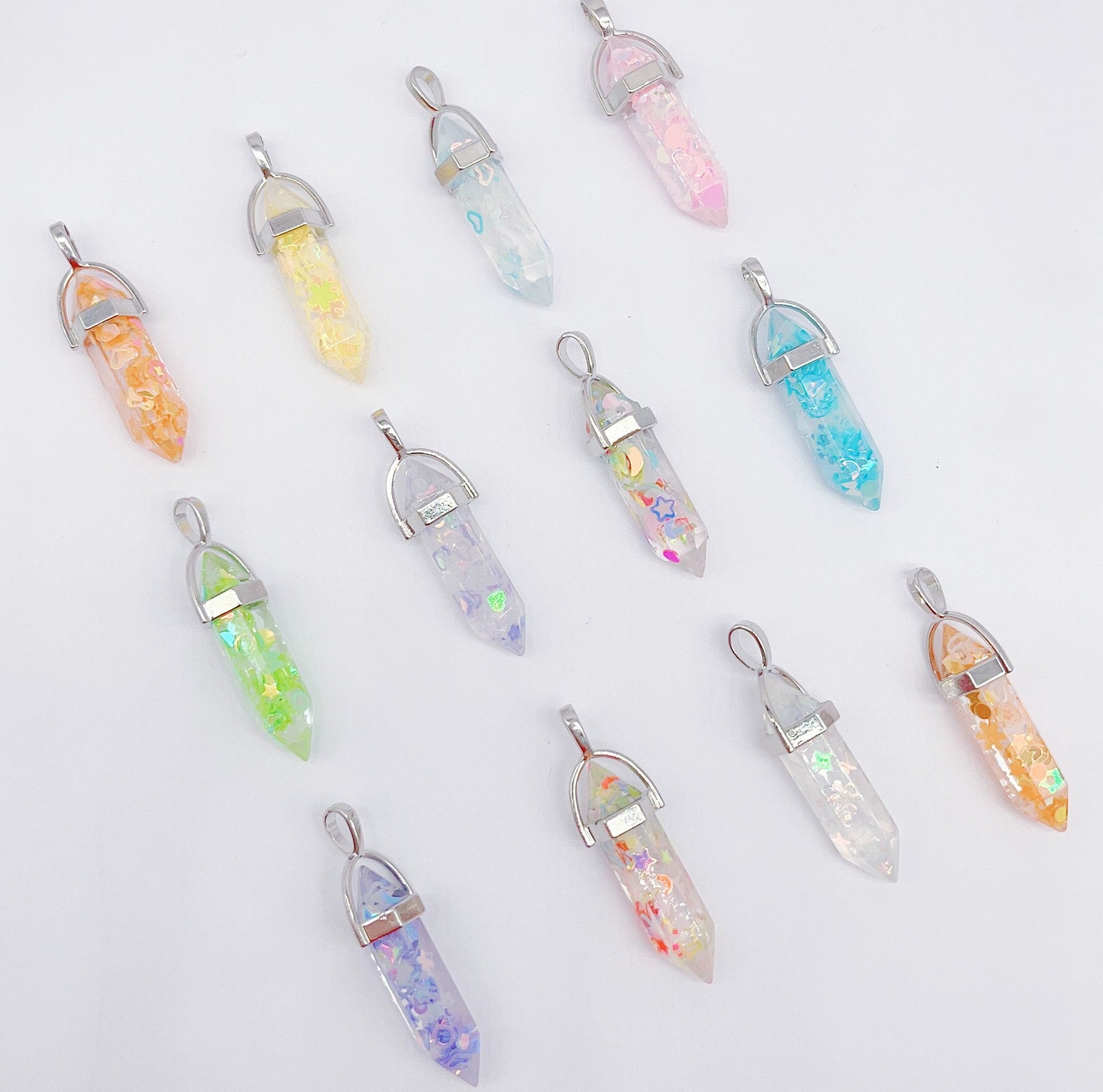 Wholesale 10pcs Luminous Fluorescent Cross Hexagonal Column Moon Heart Acrylic Beads