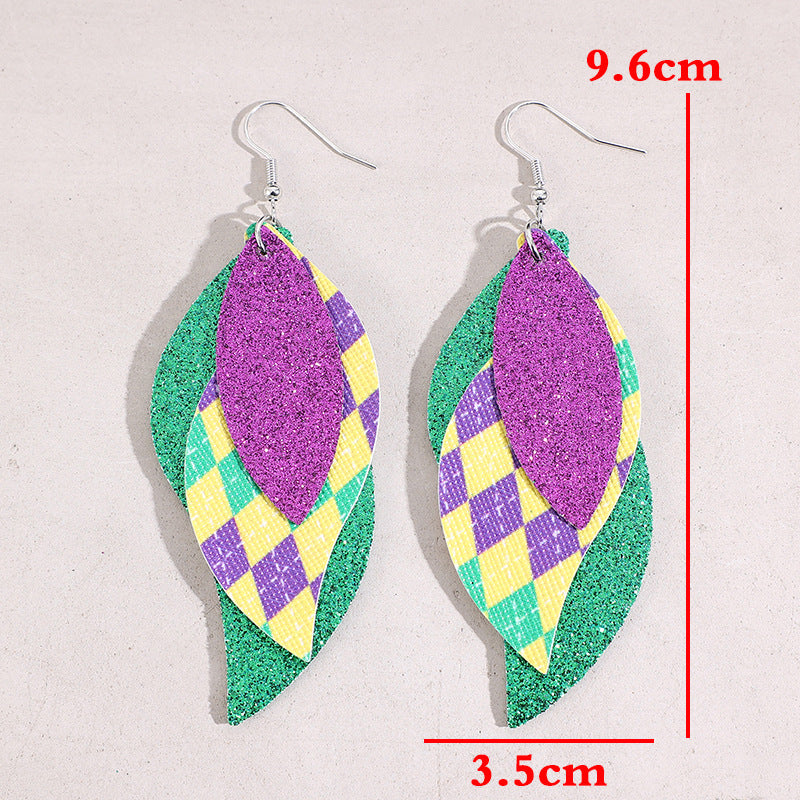 Wholesale green leaf shengpa festival multi-pu personalized trendy earrings