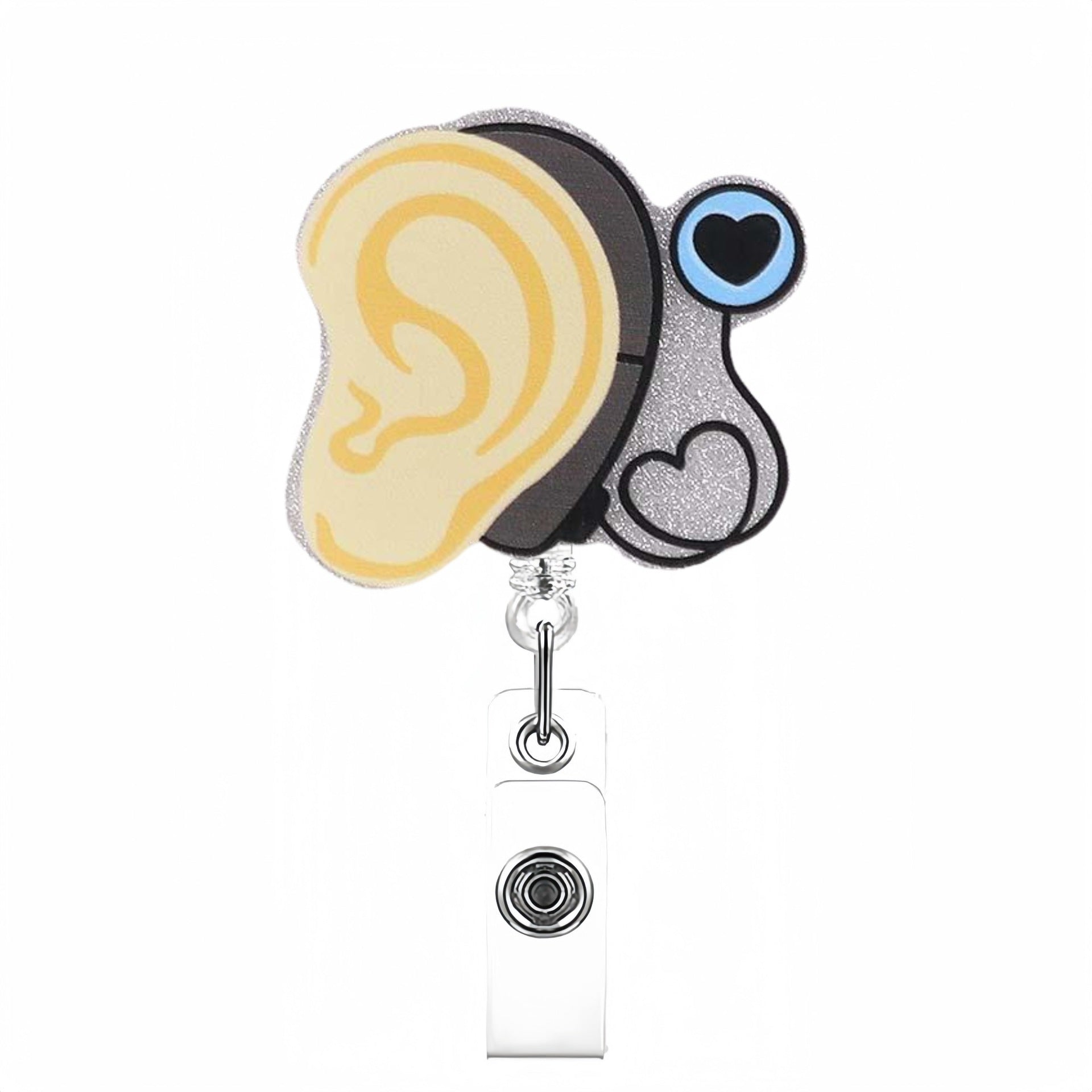 Wholesale Acrylic Creative Ear Nurse Doctor Retractable Badge Clip Keychain