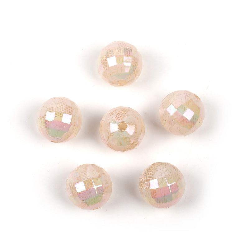 Wholesale 100pcs Acrylic Lace Faceted Round Beads