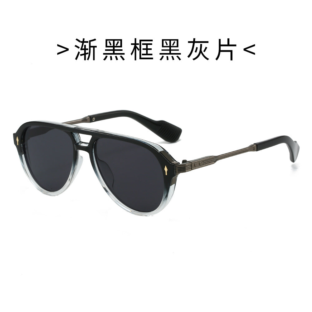 Wholesale Gold and plastic mixed double-beam toad sunglasses for men