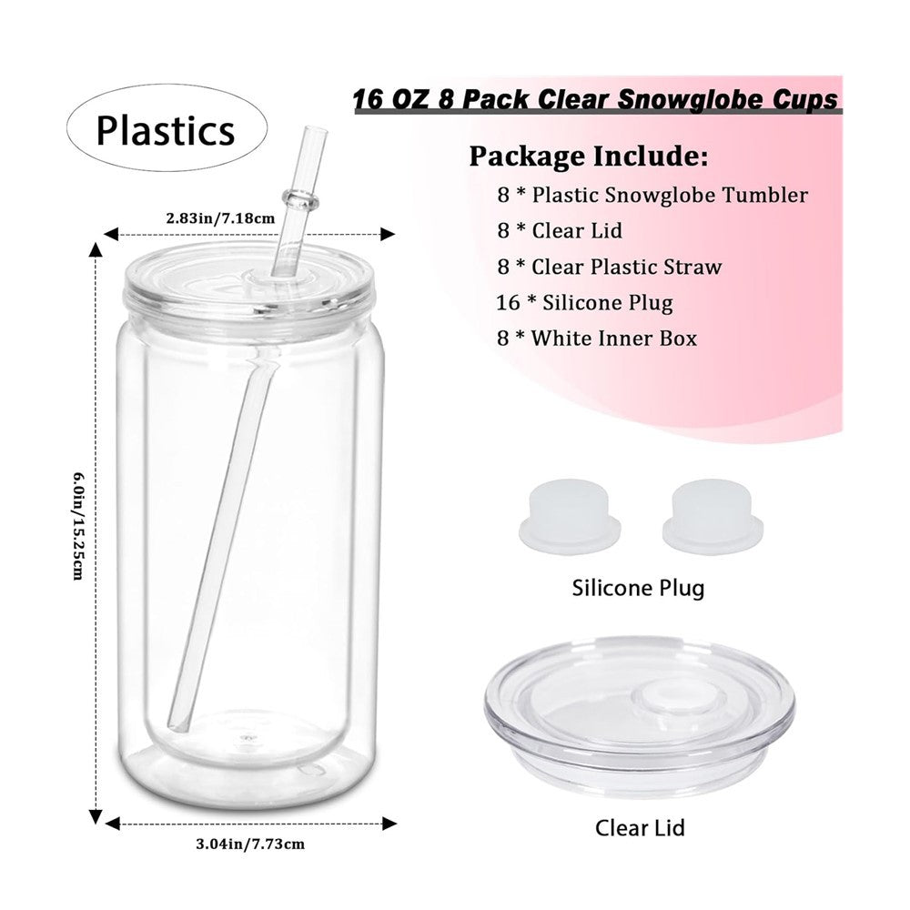 Wholesale 16oz Double Layer Mason Jar Sublimation Plastic Cup Sniffer Cup Water Cup Printed Milk Cup