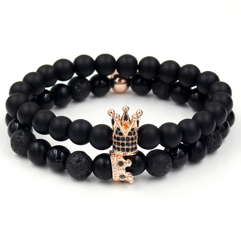 Wholesale Punk Bracelet Micro-set Zircon Diamond Ball Skull Set Bracelet Men's Bead Bracelet