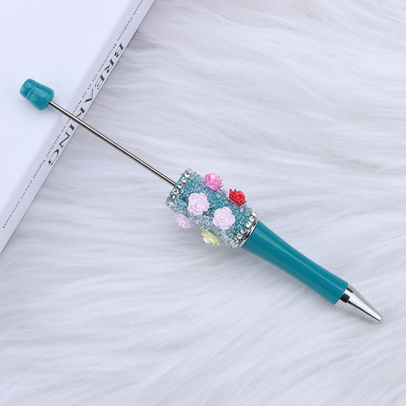 Wholesale 50pcs DIY Rose Flower Sugar Diamond Small Flower Embellishment Creative Beaded Round Bead Cute Pen
