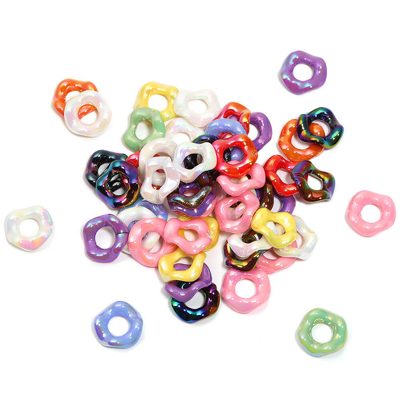 Wholesale Random 200pcs Macaron Large Hole Bead Spacers Handfelt Paint Round Wave Spacer DIY Beades