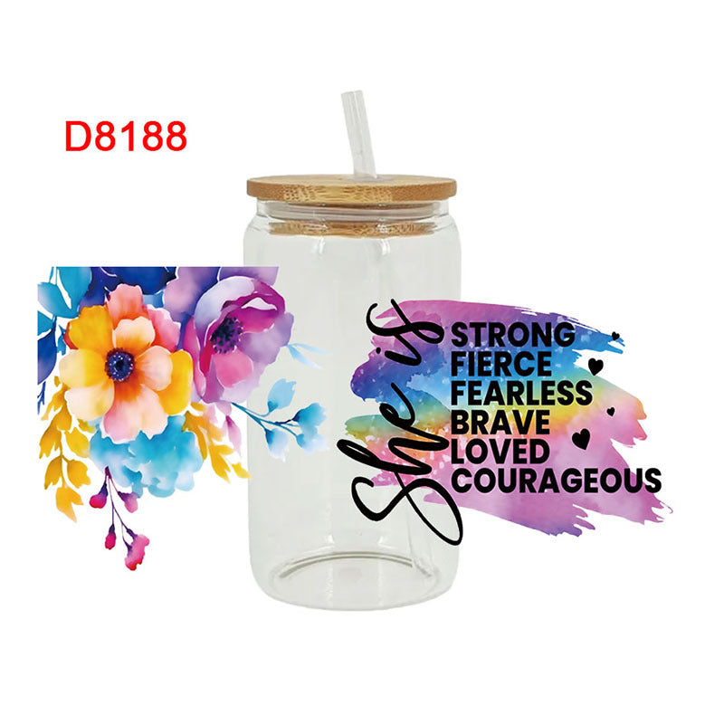 Wholesale Colorful Cartoon Butterfly Rose 16oz Cup UV DTF Wraps
