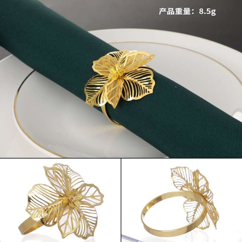Wholesale Simulated Flower Stainless Steel Napkin Rings