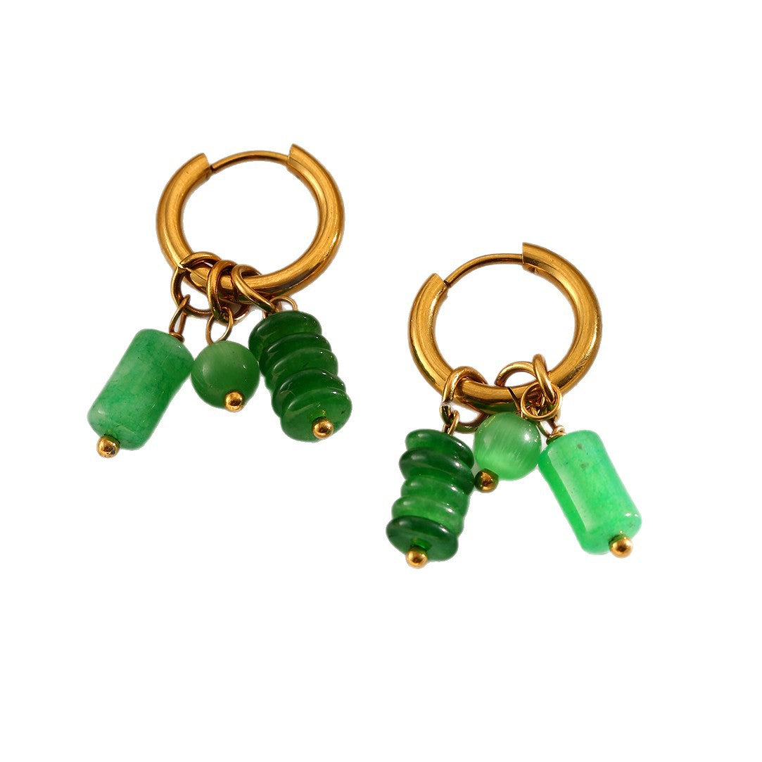 Wholesale colorful Natural stone stainless steel earrings