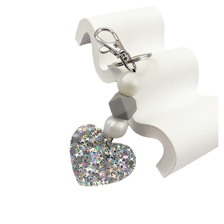 Wholesale  Magic Acrylic Love Silicone Beaded Keychain Bag Key Pendant