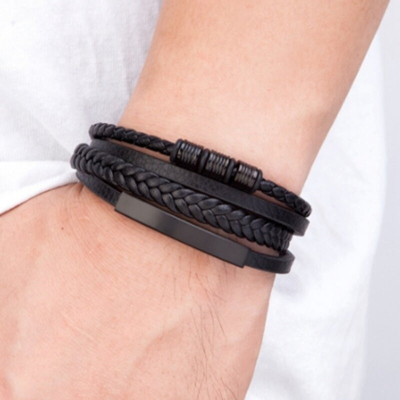Wholesale Multi-layer Simple Braided Leather Bracelet