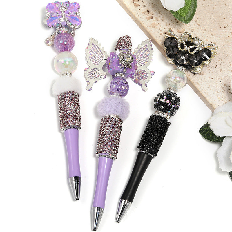 Wholesale Beadable Pens 10pcs Full Rhinestone Chain Beads Diy Rotating Ballpoint Pen