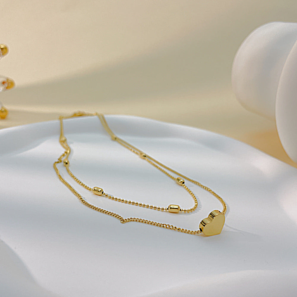 Wholesale Titanium Steel Double Layer Love Stainless Steel Necklace