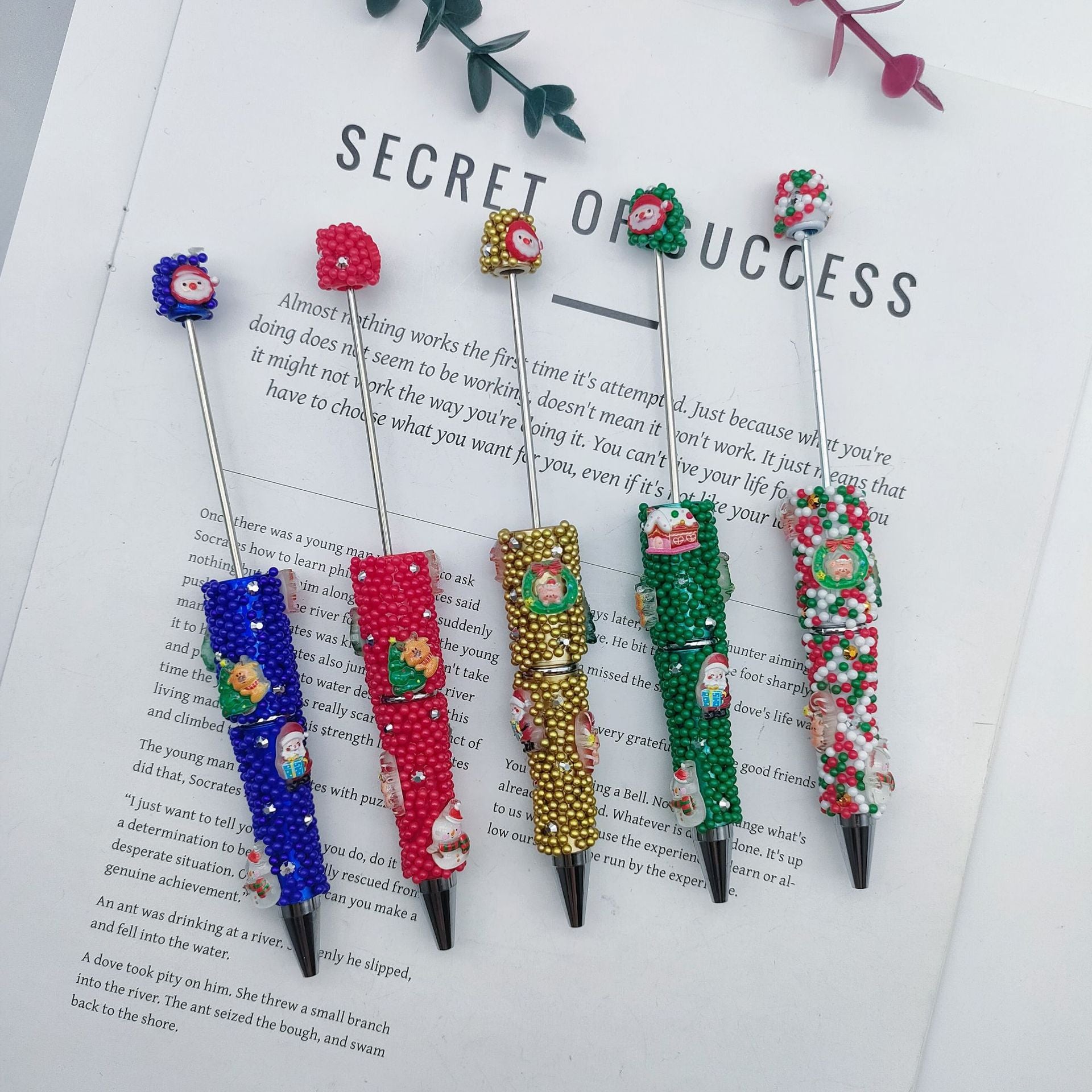 Wholesale Christmas millet beadable pens