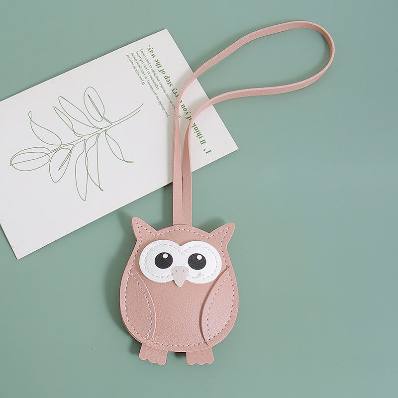 Wholesale PU leather stuffed owl keychain