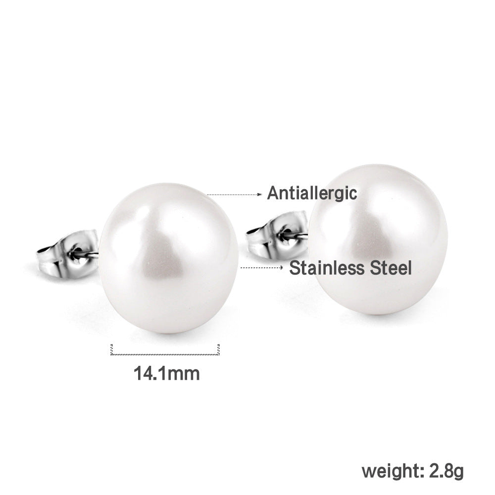 Wholesale 18k gold stainless steel earrings inlaid with pearls