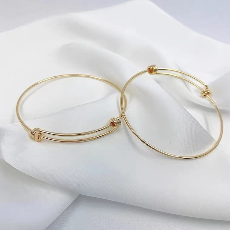 Wholesale Simple Titanium Steel Plated 18K Gold Round Adjustable Wire Bracelet