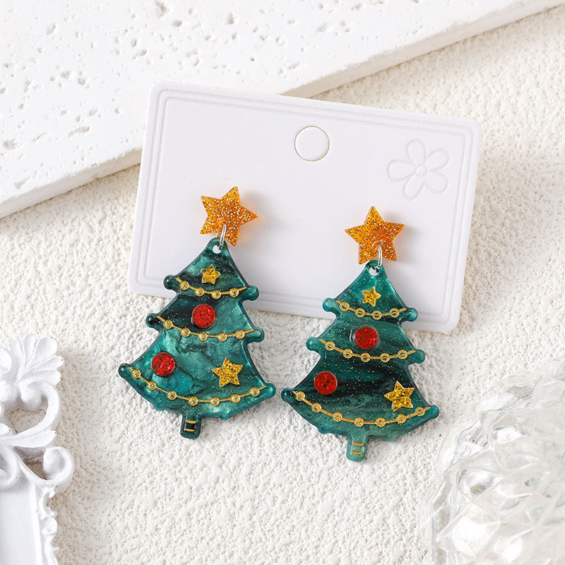 Wholesale Christmas Cute Christmas Tree Snowflake Earrings