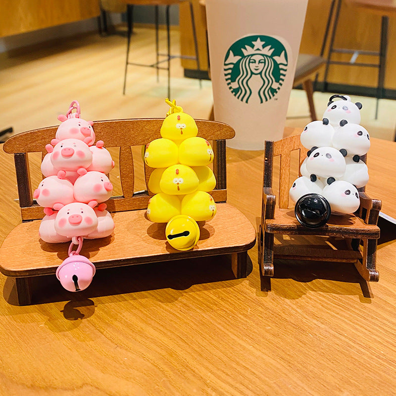 Llavero de dibujos animados de muñecas de piggy de PVC al por mayor