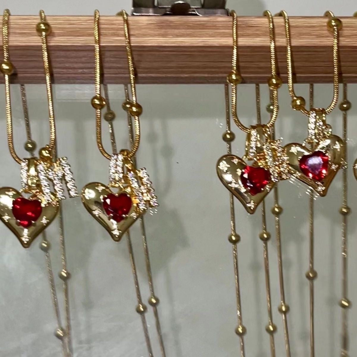 Wholesale Exquisite Red heart-shaped letter diamond necklace