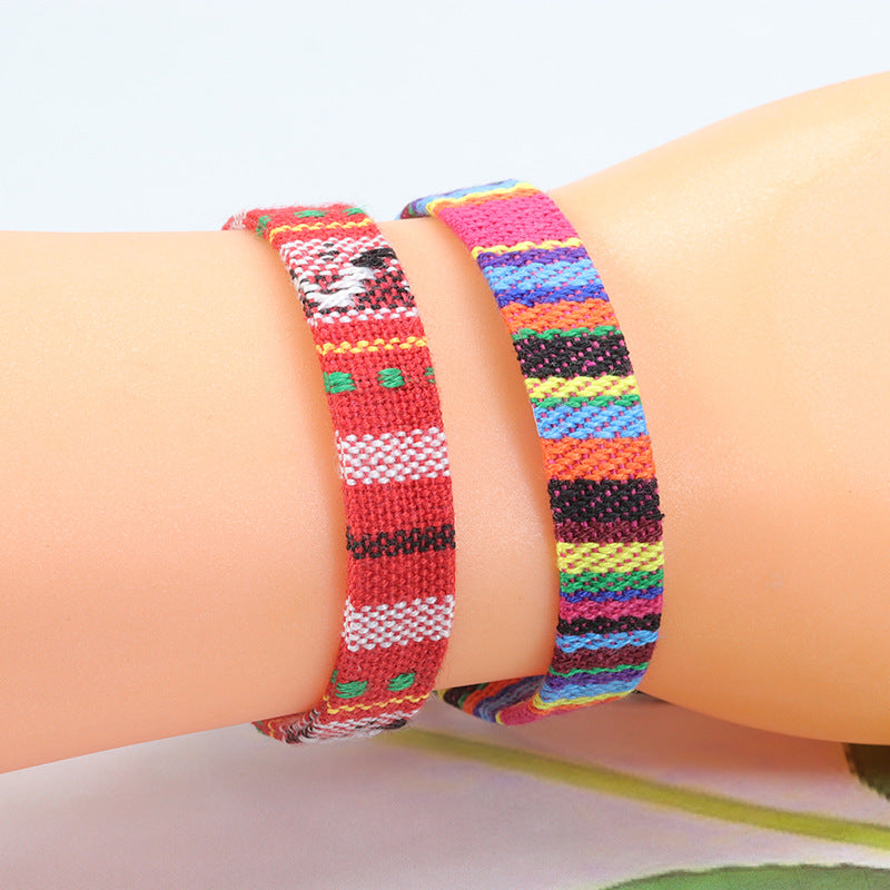 Brazalete de tela de color ancho tejido al por mayor