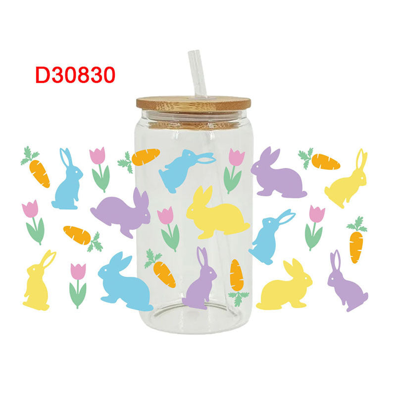 Wholesale Easter cartoon egg rabbit 16oz Cup UV DTF Wraps
