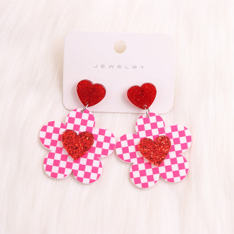 Wholesale Valentine's Day Love Red Lip Rose Flower Acrylic Earrings