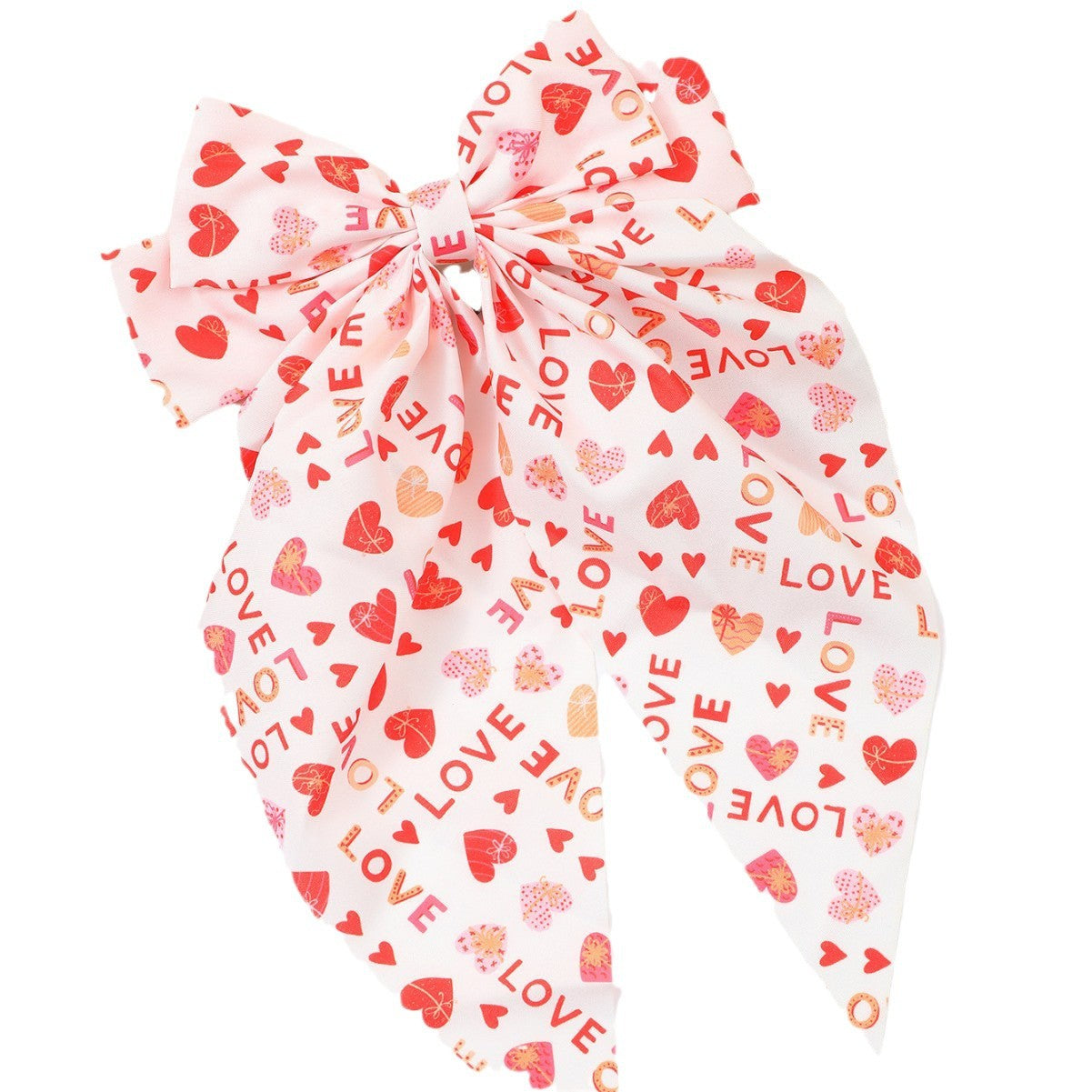 Wholesale valentine's day bow ribbon spring clip heart red lip printing hair clip hair accessories