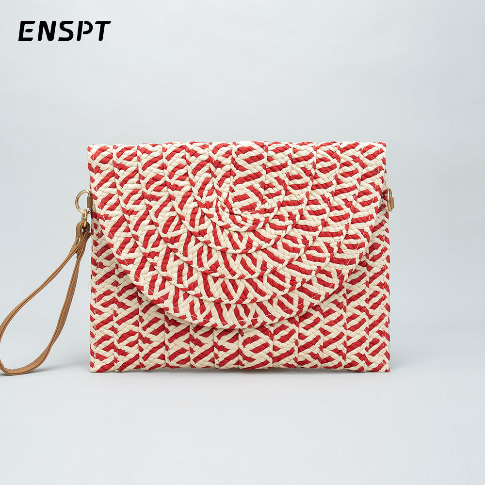 Wholesale Crossbody Hand-held Ethnic Style Summer Beach Tassel Straw Bag