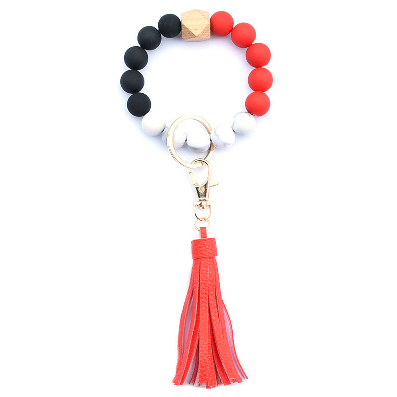 Wholesale Acrylic Beads Wooden Beads PU Tassel Bracelet Keychain