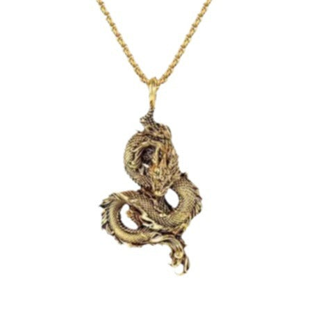 Wholesale retro personality domineering 12 zodiac dragon pendant hip-hop punk men's titanium steel necklace a generation of hair