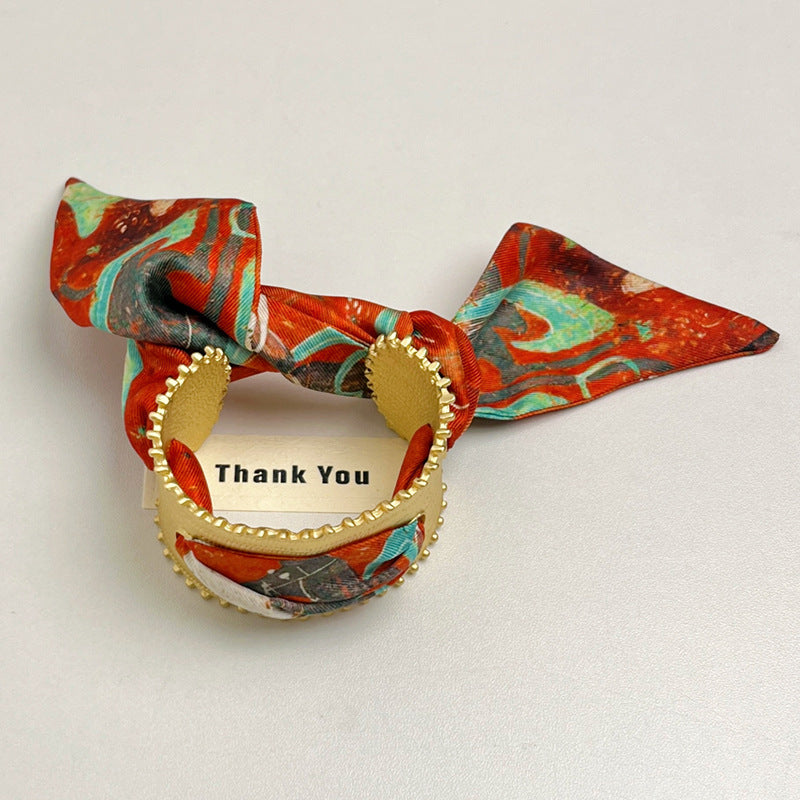 Wholesale Retro vintage style gold silk scarf open wide bracelet niche exaggerated high-end Bracelet