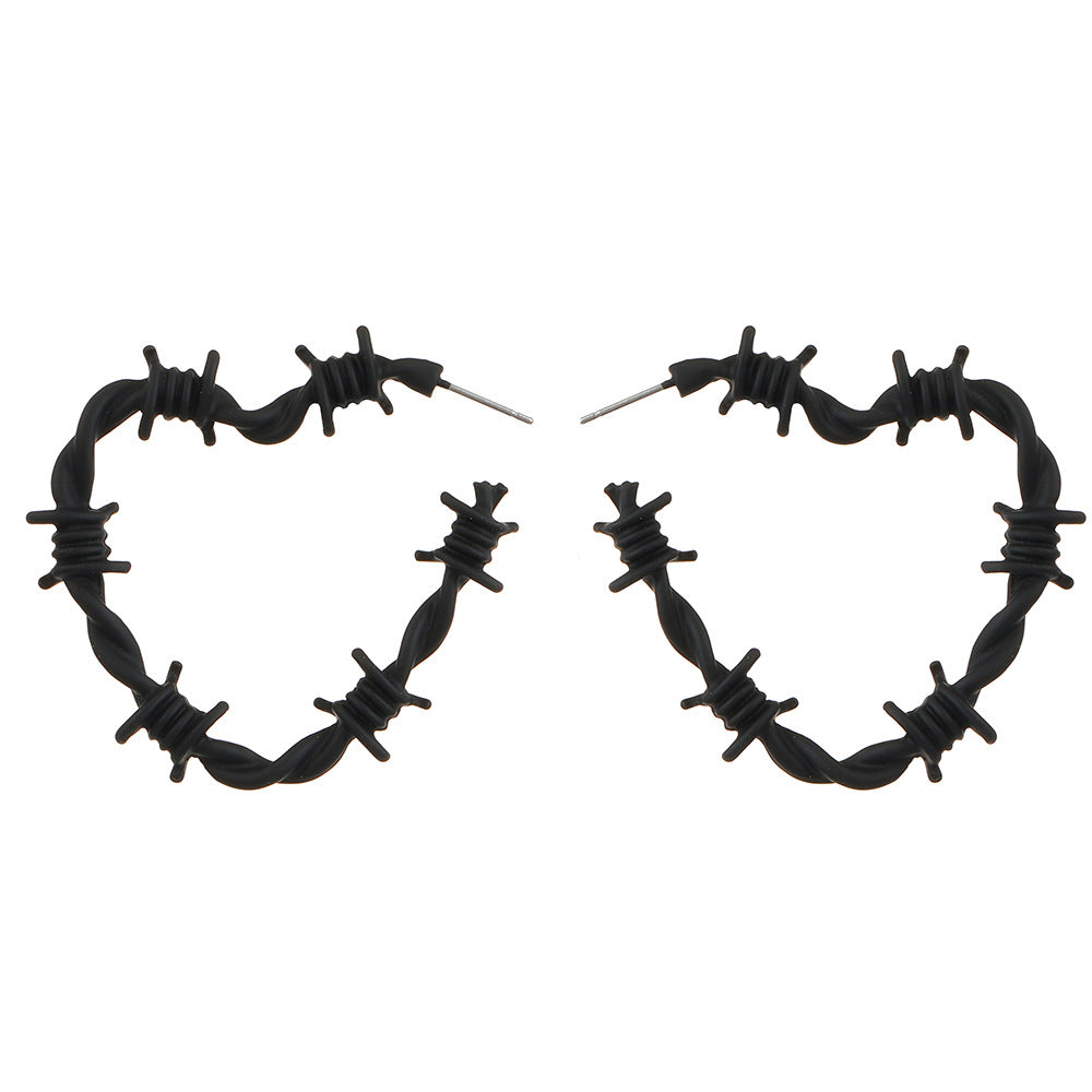 Wholesale Retro Exaggerated Cold Wind Thorn Love Earrings