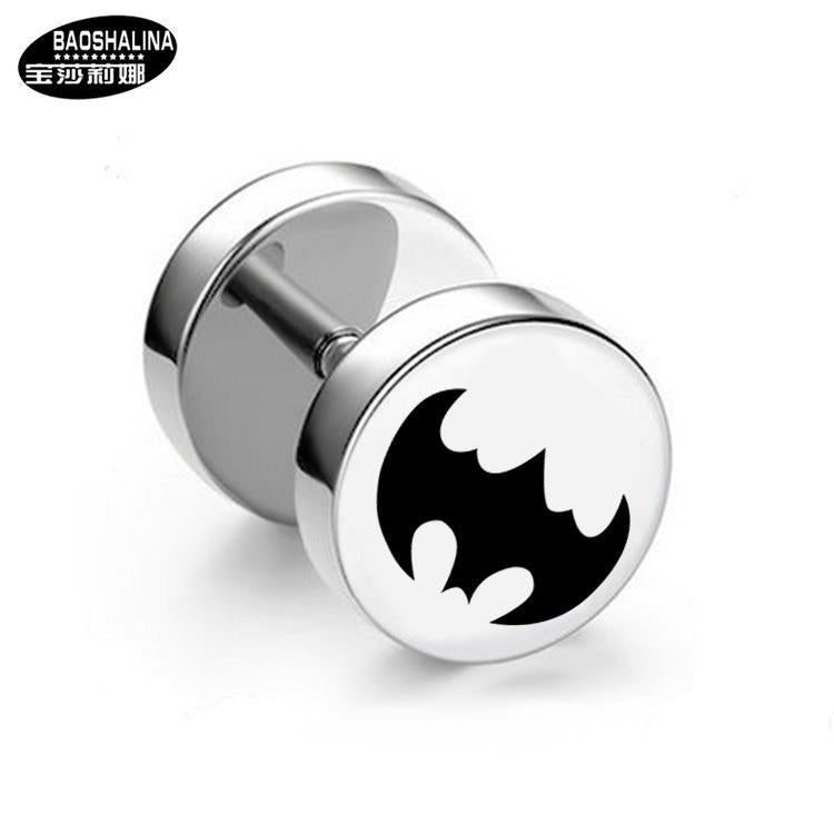 Wholesale Titanium Steel Barbell Fashion Dumbbell Black Street Earrings