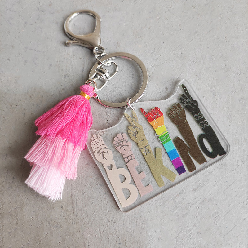 3pcs al por mayor/Packlgbt Rainbow Tassel Plush Keychain