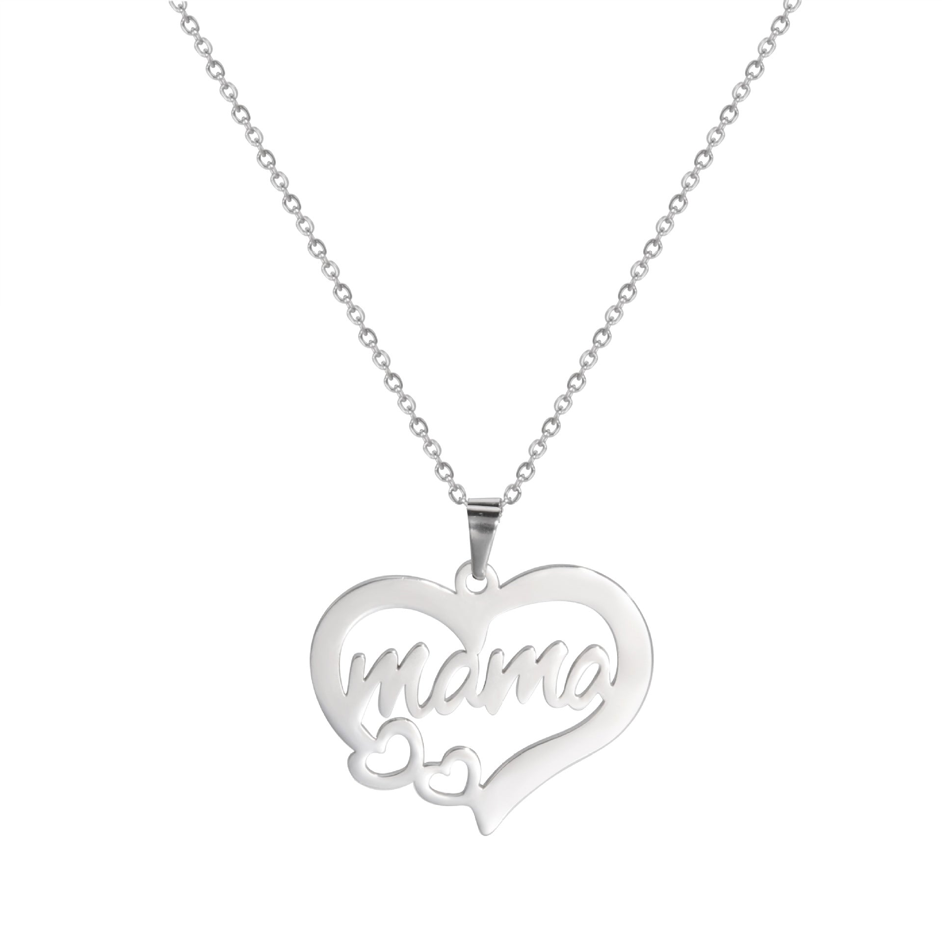 Wholesale Mother's Day Hollow Size Love Mama Letter Pattern Stainless Steel Necklace