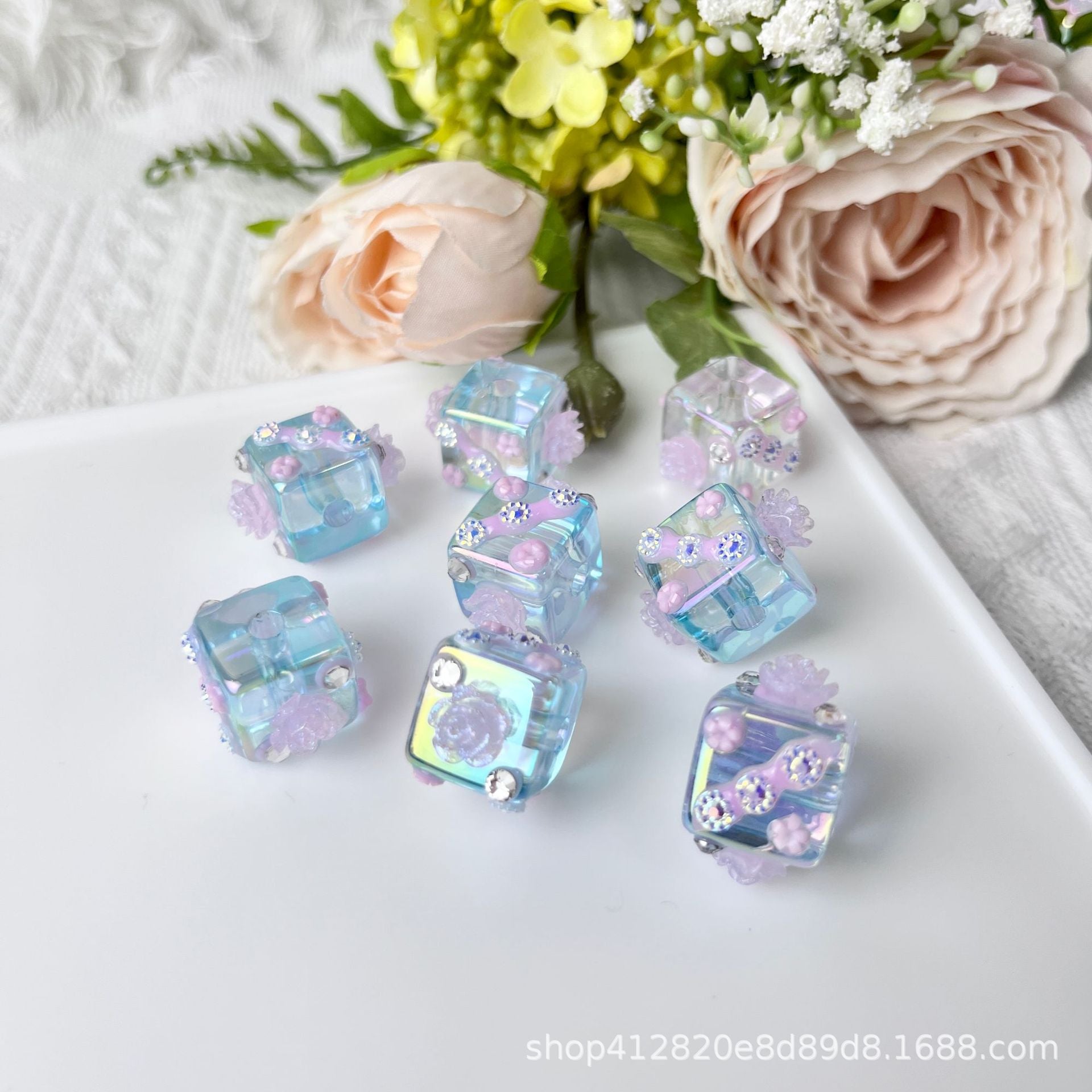 Wholesale 5pcs Hand Painted Glass Scattered Beads